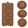Macro detail of geometric 3D gemstone cavities in a brown silicone baking mold