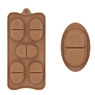 Detailed view of 5-cavity pill shaped brown silicone mold for DIY chocolate making