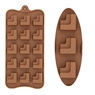 Brown silicone chocolate molds set with 15-cavity rectangle and 3-cavity oval designs