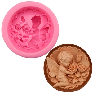 Rose Angel Fairy Silicone Fondant Cake Mold 3D Cupid Relief Flower Chocolate Pastry Mold DIY Baking Decoration Tool