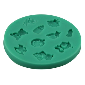 Silicone fondant mold with baby patterns like horses and bears on white background