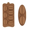 Brown coffee bean shaped silicone chocolate mold in two sizes for baking and DIY