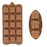 Detailed view of brown silicone baking molds featuring 15-hole and 3-hole egg shapes