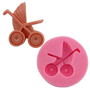 Silikon Kinderwagen Fondant Form DIY Backwerkzeug Für Tortendekoration Schokolade Süßigkeiten Rosa Runde Silikonform