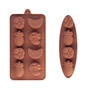 Detailed view of brown silicone Easter chocolate mold with pineapple and flower shapes