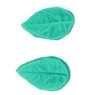 Detailed view of green silicone tulip leaf molds showing realistic leaf vein textures