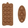 Brown silicone chocolate molds with 15 and 3 triangular cavities for DIY cake decorating
