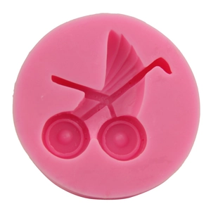 Rosa Silikonform mit Kinderwagen-Motiv für Fondant-Kuchen und DIY-Backzubehör