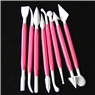 Eight-piece pink and white fondant modeling tool set for cake sculpting detail