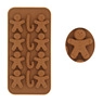 Detail view of gingerbread man and candy cane silicone mold for DIY chocolate baking