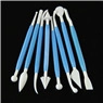 Detail view of 8-piece blue modeling tools for fondant cake decorating and clay sculpting