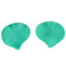 Detailed view of mint green heart-shaped silicone petal covers on a white background
