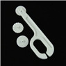 Detail view of double interchangeable wheels and ring handle for fabric marking