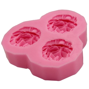 Pink silicone mold with 3 large rose petal cavities for fondant cakes and DIY baking