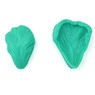 Detailed macro view of green silicone leaf molds with clear natural vein patterns