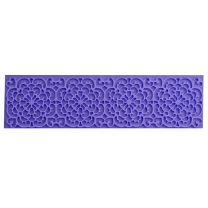Purple lace silicone cake mold with intricate vintage damask pattern for DIY baking decoration