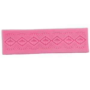 Pink silicone lace border mold for fondant cake decorating and DIY baking projects