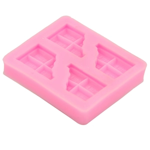 Pink 4-cavity silicone chocolate bar mold with embossed Milk text for DIY baking