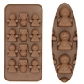 Detailed macro of a 12-cavity gingerbread man silicone mold for chocolate and baking