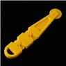 Detail of yellow handheld rose flower fondant cutter with ergonomic non-slip grip handle