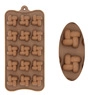 Detailed view of 15-cavity brown silicone mold with woven texture for chocolate DIY