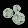 Three-piece white food-grade plastic oval embossed fondant molds with star and leaf patterns