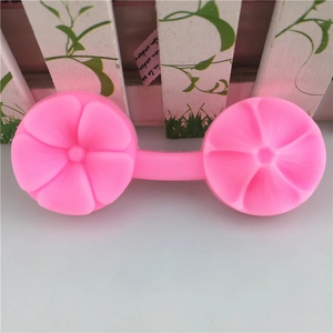 Pink double floral silicone fondant mold with detailed petal textures for DIY cake baking