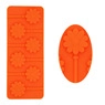 Detailed view of orange silicone chocolate molds with sunflower pattern for baking DIY