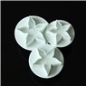 Three-piece white plastic star-shaped fondant plungers for cake and cookie decorating