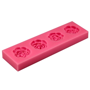 Stampo in silicone rosa con 4 cavità a forma di rosa per torte fai-da-te e fondant