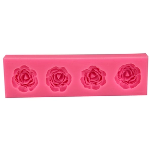 Grande stampo per torte in silicone a forma di rosa a 4 cavità per pasticceria fai-da-te e sapone