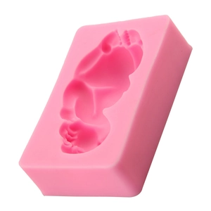 Stampo in silicone rosa con impronta di bambino per fondente e cioccolato DIY