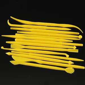 Bright yellow 14-piece DIY fondant cake modeling tools and sculpting pens set