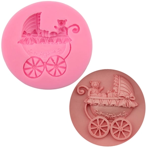 Bear Stroller Silicone Fondant Mold Cute Teddy Bear Baby Carriage Shape 3D Cake Decoration Tool For DIY Baking Chocolate