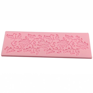 Pink floral lace silicone fondant mold for vintage cake decoration and DIY baking