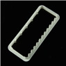 Close-up of a white rectangular carnation petal cutter for DIY fondant cake baking
