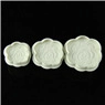 Three-piece set of white plum blossom fondant cake cutters in small, medium, and large sizes