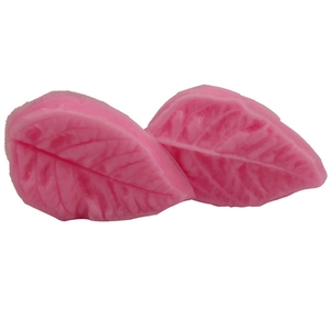 Pink leaf-shaped silicone fondant cake mold with clear vein textures for DIY baking set