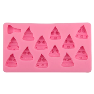 Pink silicone mold featuring 12 funny poop emoji shapes for baking and candy DIY