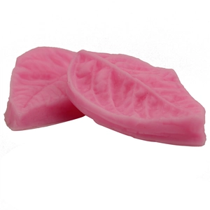 Pink silicone leaf vein molds set for fondant cake decorating and DIY baking tools