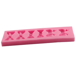 Rosa Silikonform mit sechs verschiedenen Schleifen-Designs für Fondant und Backen