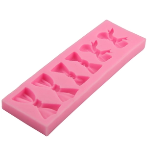 Rosa Silikonform mit fünf verschiedenen Schleifendesigns für Tortendekoration und Backen