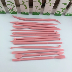 Set di 14 strumenti di scultura rosa in plastica per decorazione torte e modellazione argilla