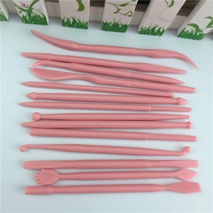 Set da 14 pezzi di strumenti rosa a doppia testa per modellare fondente e argilla fai-da-te