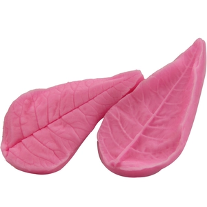 Pink silicone leaf vein fondant molds set for DIY cake baking and sugarcraft