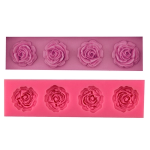 3D Rose Flower Silicone Mold 4 Cavity DIY Baking Tool For Fondant Chocolate Soap Handmade Cake Decoration Kitchen Gadget