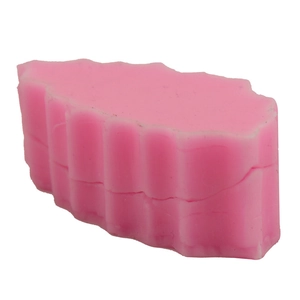 Pink leaf-shaped silicone fondant mold with a two-part snapping design for DIY baking