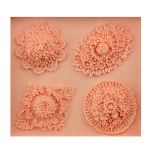 Stampo in silicone rosa per fondant a 4 cavità con motivi floreali e pizzo vintage