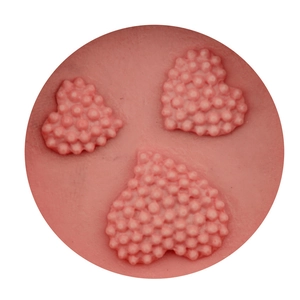 Three-heart silicone fondant mold with textured surface for DIY cake decorating