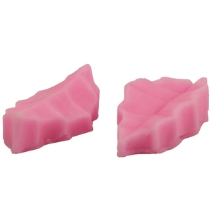 Pink leaf-shaped silicone fondant mold set with realistic vein texture for DIY baking